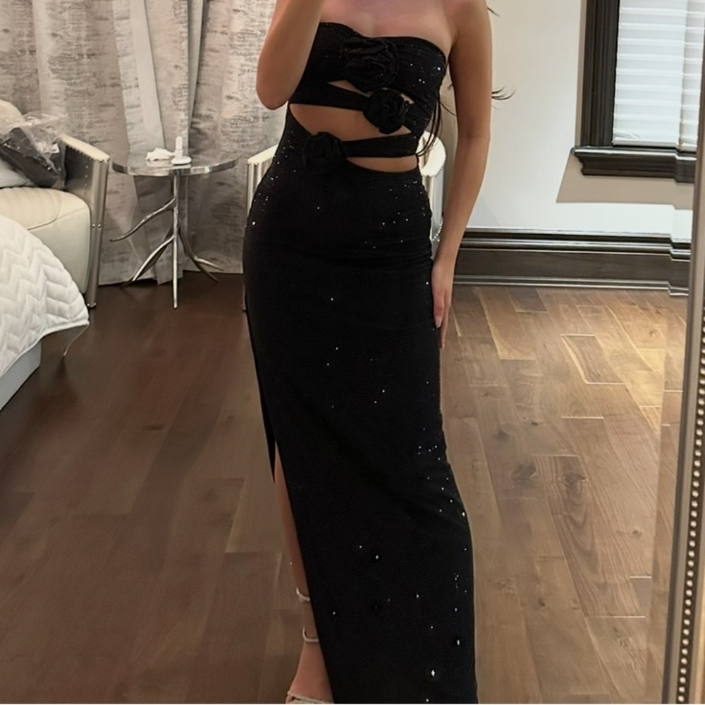 Meshki Black Textured Dress